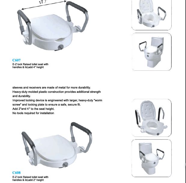 Elevated Toilet Seat Bathroom Assistive Devices Removable Arms Medical Elderly With Lid