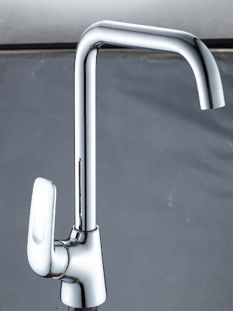 High Neck Bathroom Sink Faucets , Ceramic Cartridge Brass Bathroom Vanity Faucets